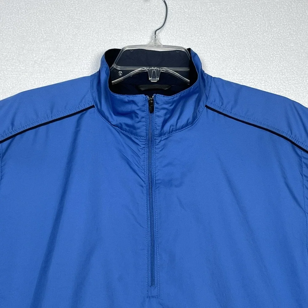 Nike Golf 1/4 Zip Wind Shirt Short Sleeve Mens‎ Medium Blue Zippered Pockets